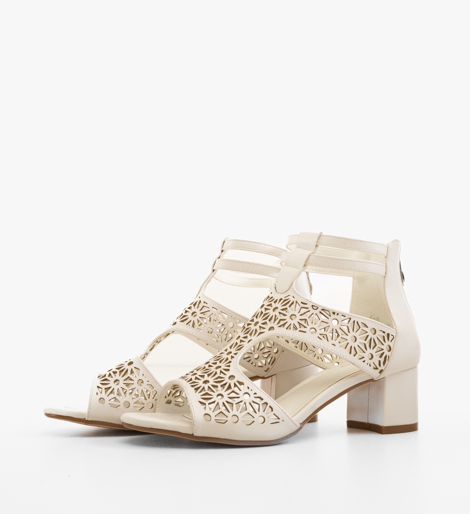 Sandale Drydyna Albe cu Toc Elegante - imagine 5