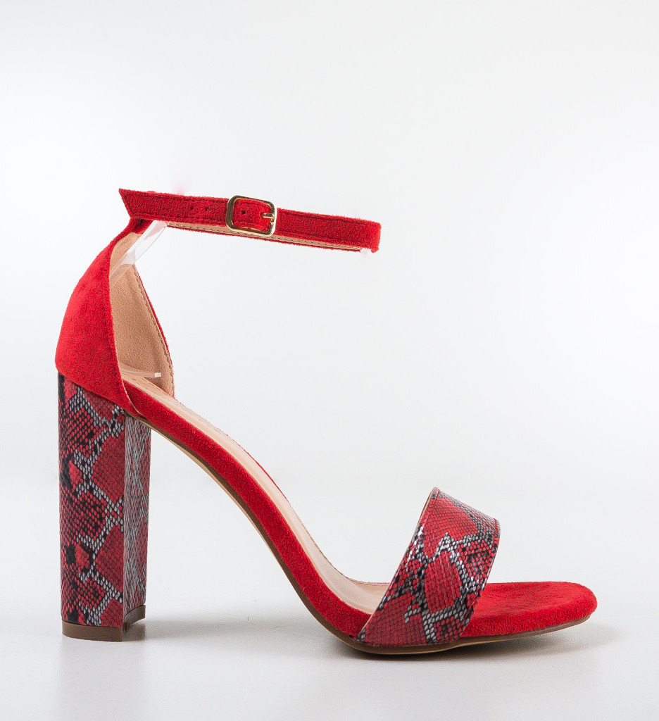Sandale Mixx Rosii cu Toc Elegante - imagine 5