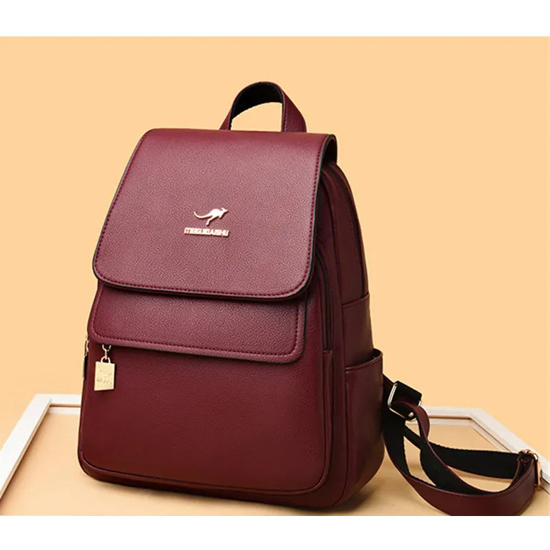 Rucsac dama Adelina GT969 bordo, multe buzunare - imagine 3