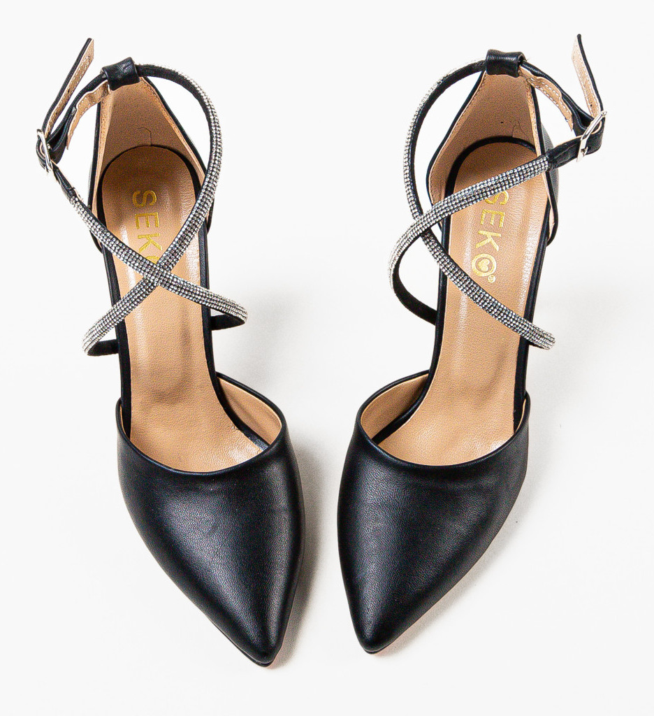 Pantofi Tyber Negri Eleganți cu Toc - imagine 6