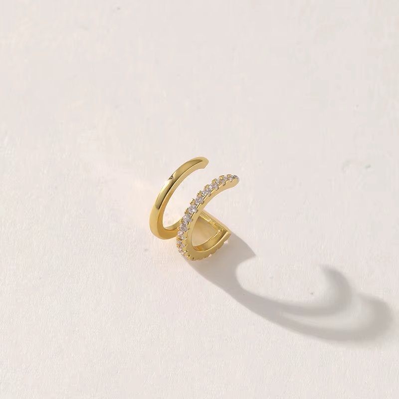 Cercel ear cuff argint 925 placat cu aur, Zhuhai JW1674 - imagine 3