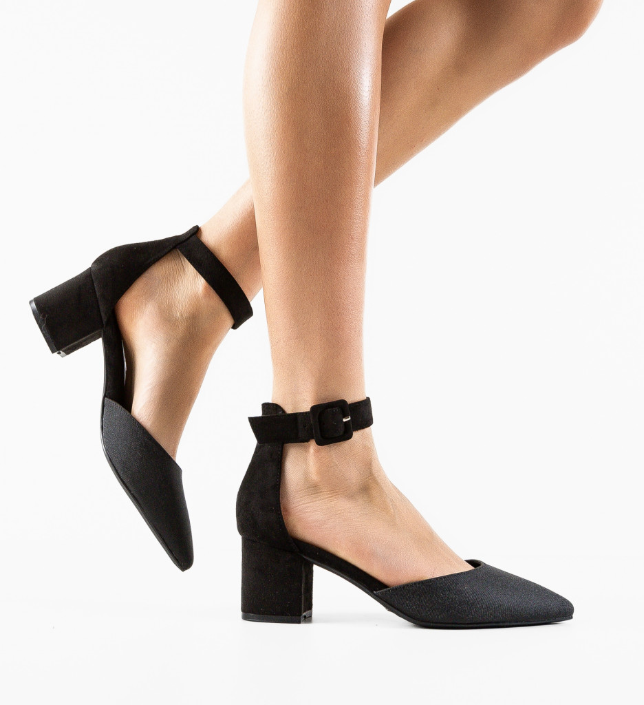 Pantofi Dama Arbeu Negri cu Toc Eleganți - imagine 4
