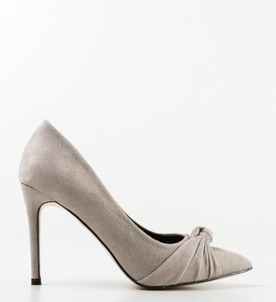 Pantofi Hartley Gri eleganți cu toc confortabil - imagine 6