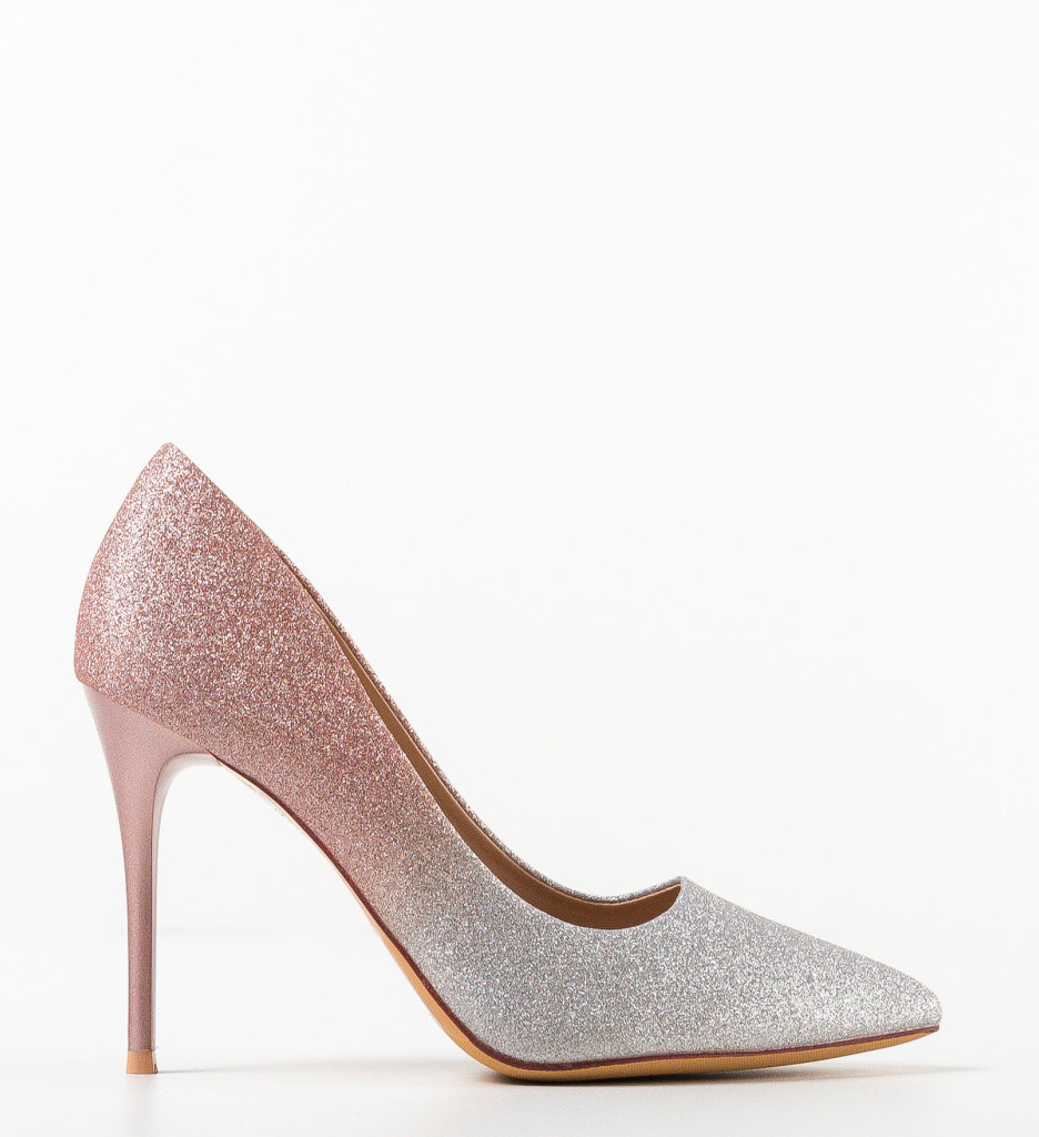 Pantofi dama aurii eleganti cu toc - imagine 5