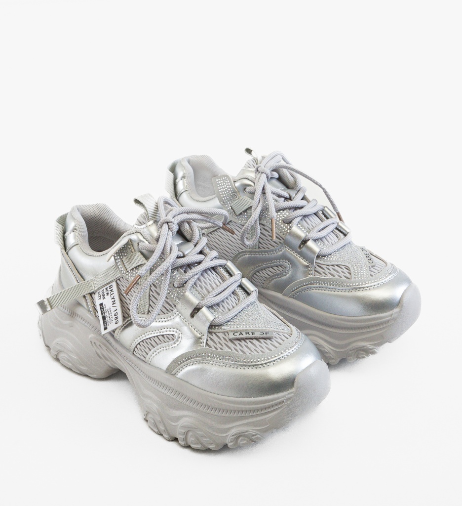 Sneakers Dama Careof Argintii - Stil și Confort - imagine 3