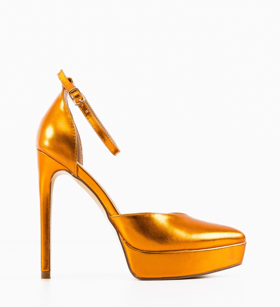 Pantofi Rada Portocalii cu Toc Eleganți - imagine 5
