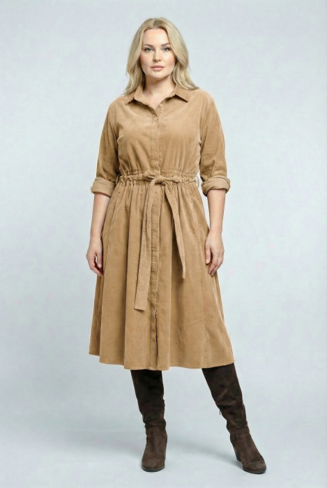 Rochie Catifea Bej Shopika | Stil Elegant - imagine 2