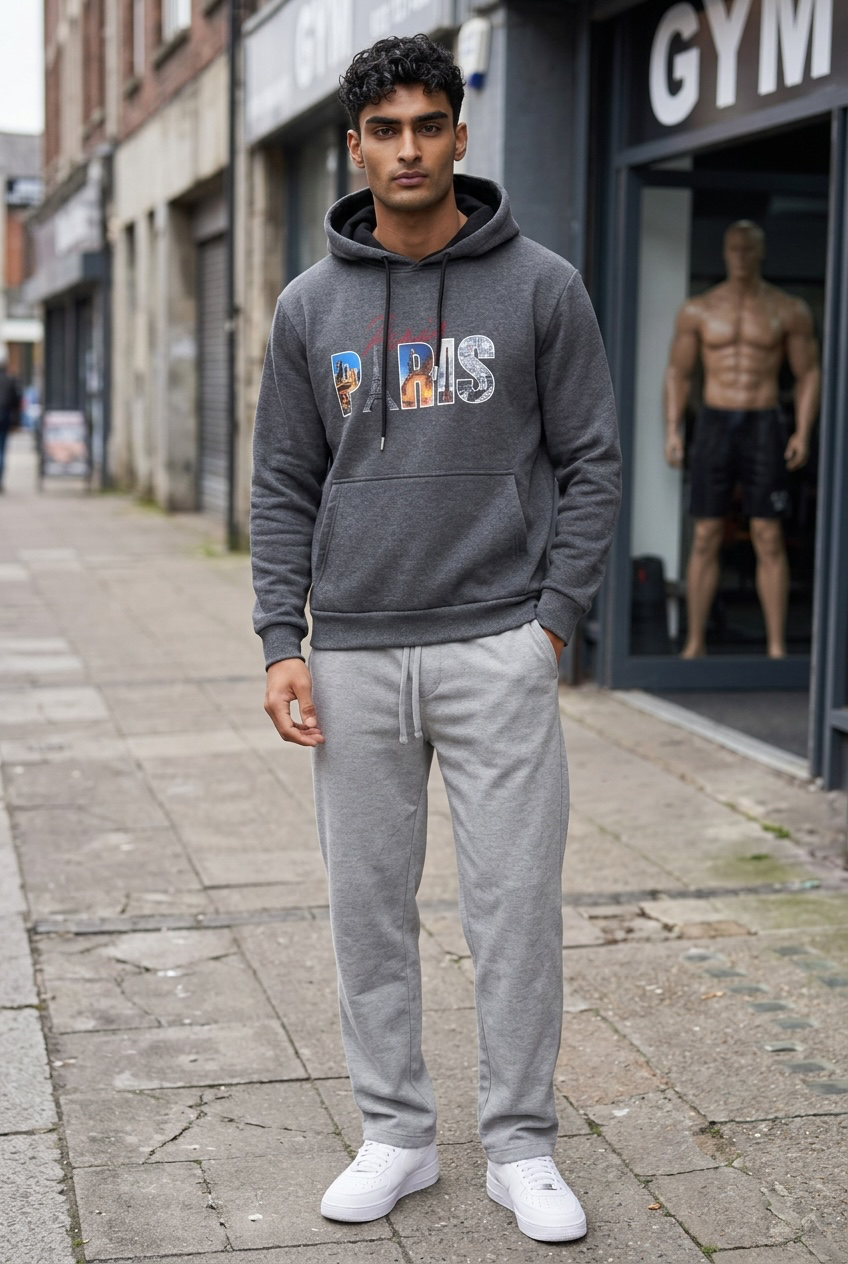 Hanorac barbati slim fit gri inchis  13511 10-6.2