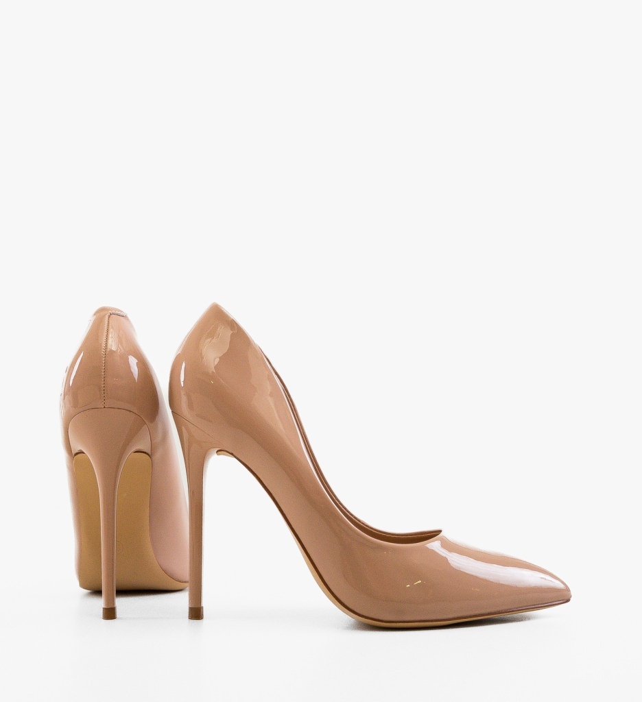 Pantofi Dama Lether Nude Eleganți cu Toc