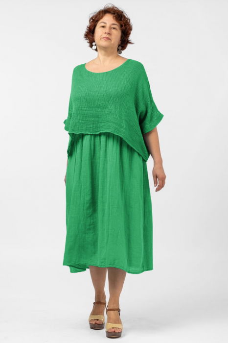 Rochie Bumbac Verde Suprapusă | Shopika