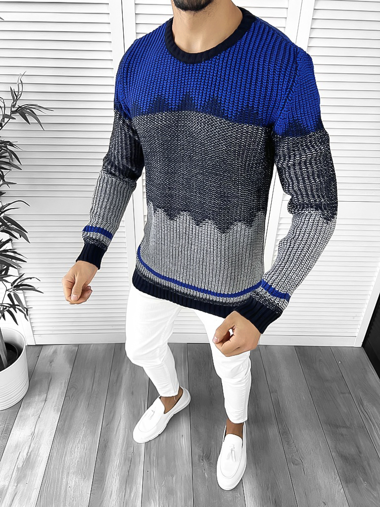 Pulover Barbati Slim Fit Bleumarin | Stil Modern