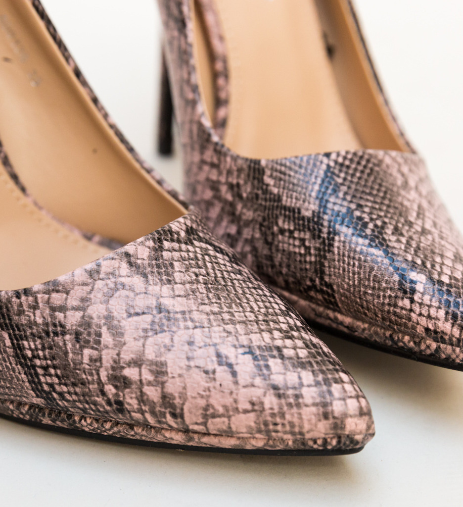 Pantofi Eylin Roz cu Toc Eleganți - imagine 5