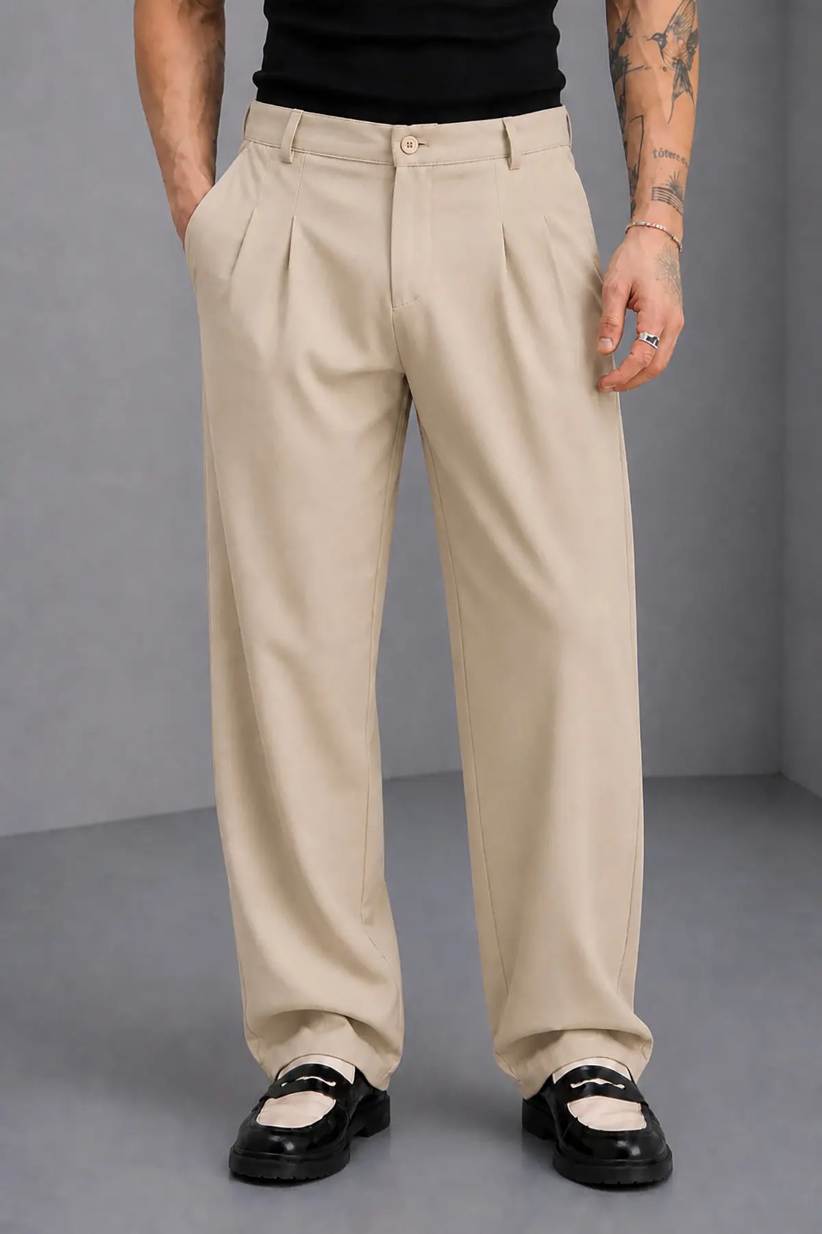 Pantaloni barbati casual  croiala lejera  crem A01 G5-4.3
