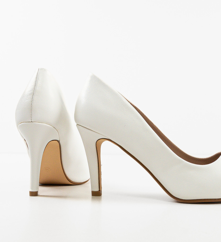Pantofi Taylor Albi cu Toc Eleganți - Design Modern - imagine 7
