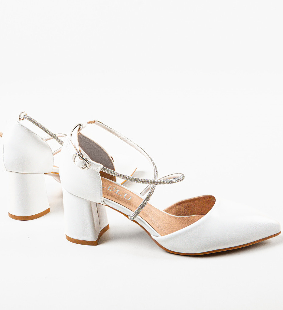 Pantofi Dorol Albi cu Toc Eleganți - imagine 7