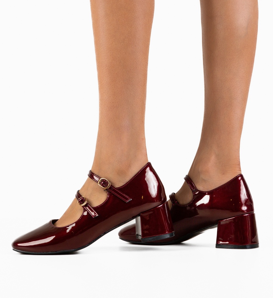 Pantofi Dama Vilizi Grena cu Toc Eleganți - imagine 2