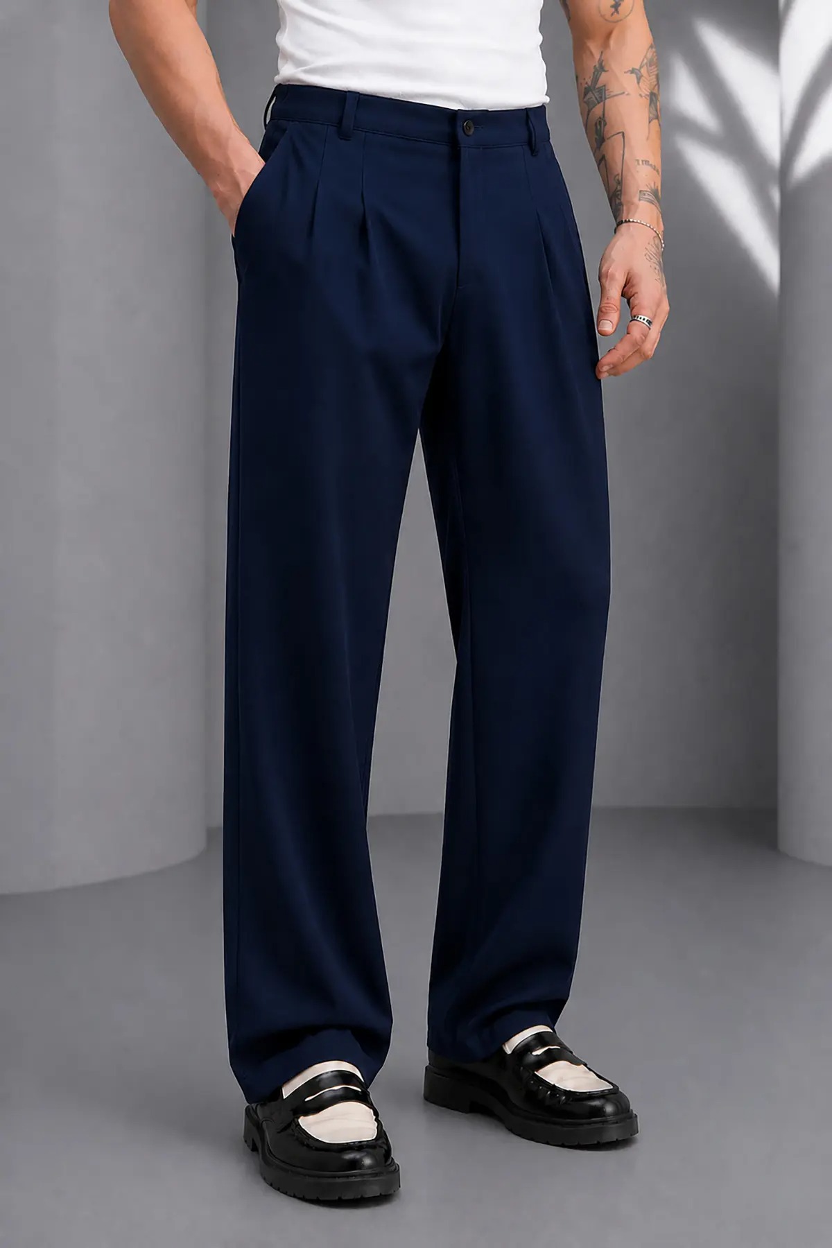 Pantaloni barbati casual  croiala lejera  bleuamrin A01 M3-4