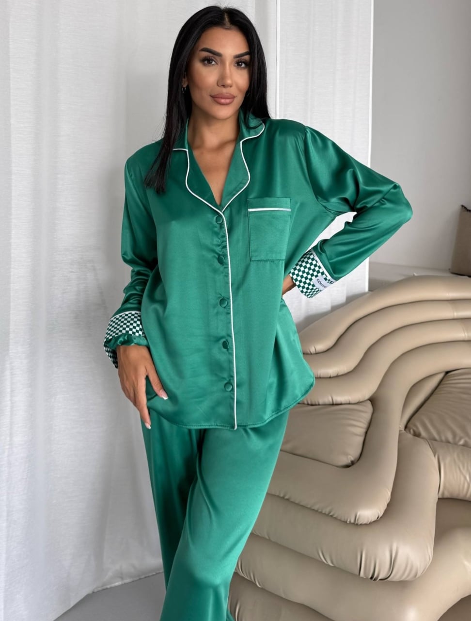 Set Pijama Dama 2 Piese Delis Verde - imagine 2