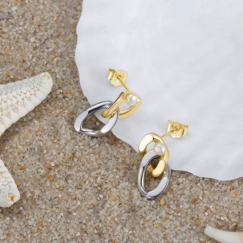 Cercei Delis Argint cu Perlă și Aur Placat - imagine 4