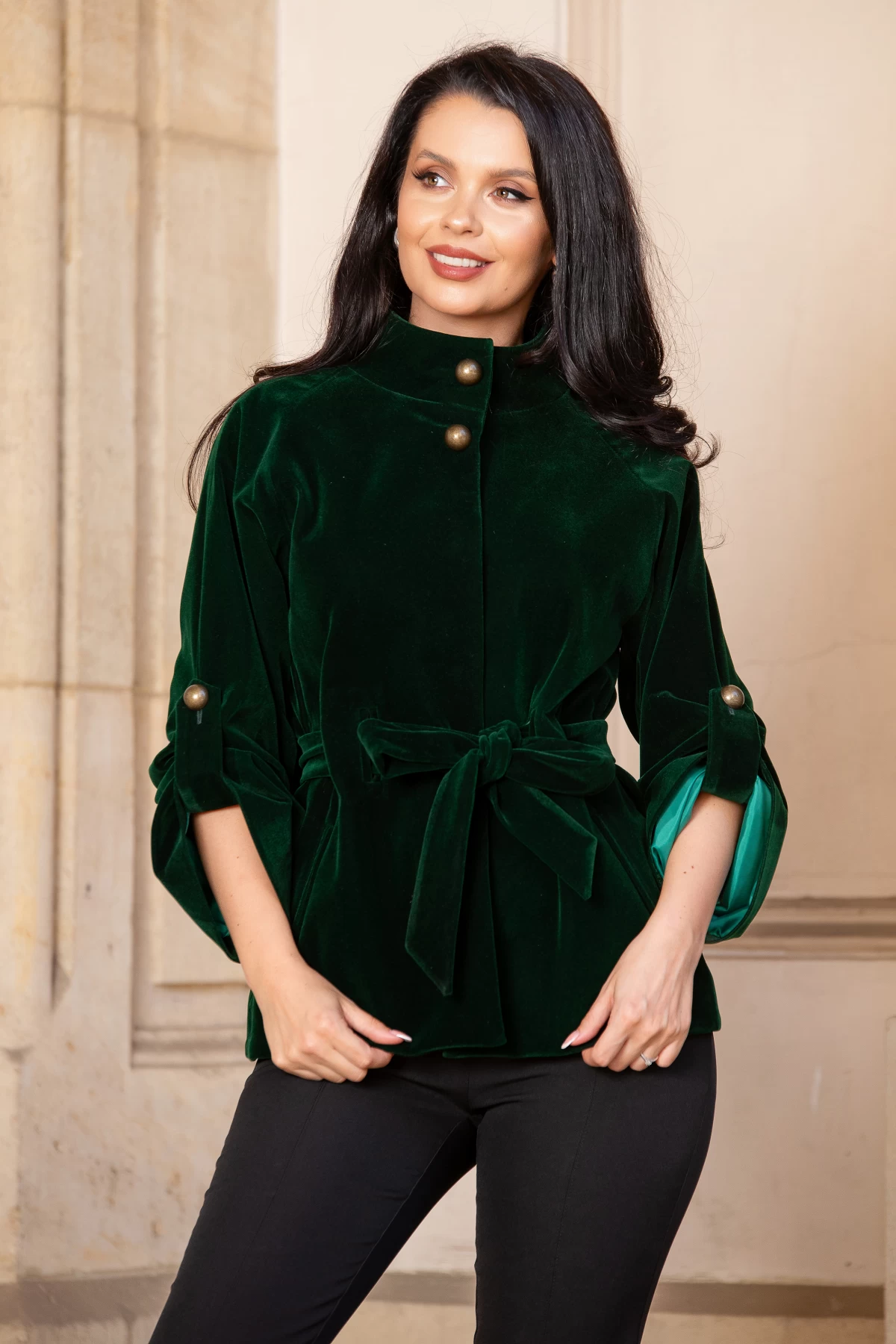 Jacheta Catifea Verde Effect | Stil Elegant