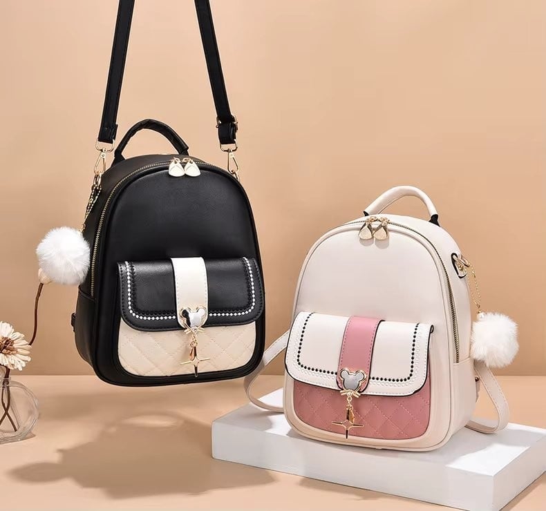 Rucsac Picadili Minnie Roz - Piele Ecologica - imagine 3