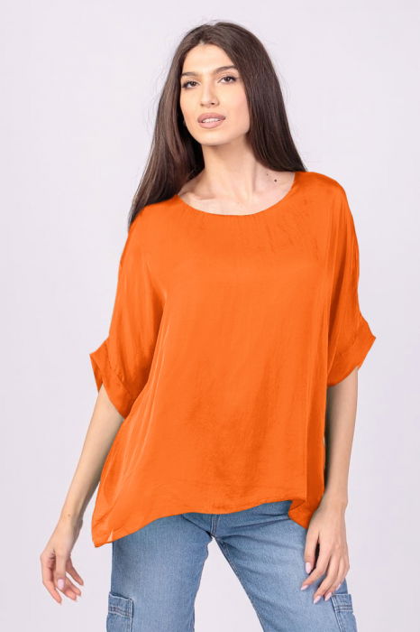 Bluza portocalie Shopika cu fundă