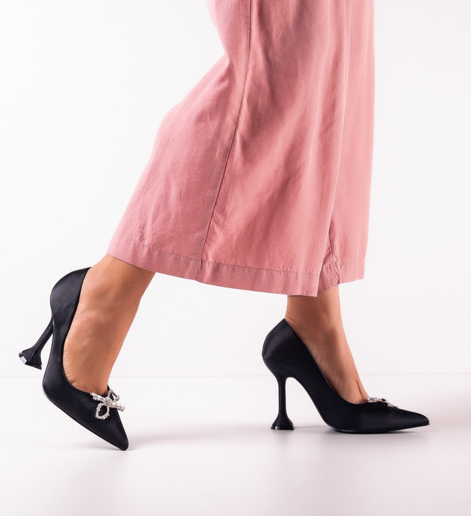 Pantofi Dama Eleganți Negri cu Toc Înalt - imagine 3