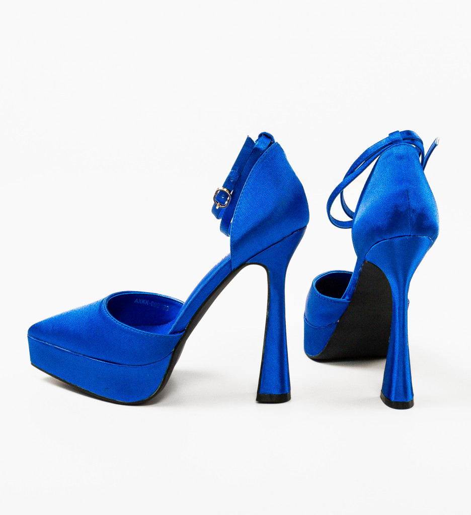 Pantofi Bartosz Albastri cu Toc Eleganți - imagine 5