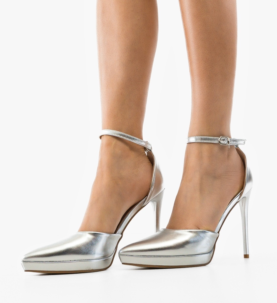 Pantofi dama Kamine Argintii Eleganti - imagine 5