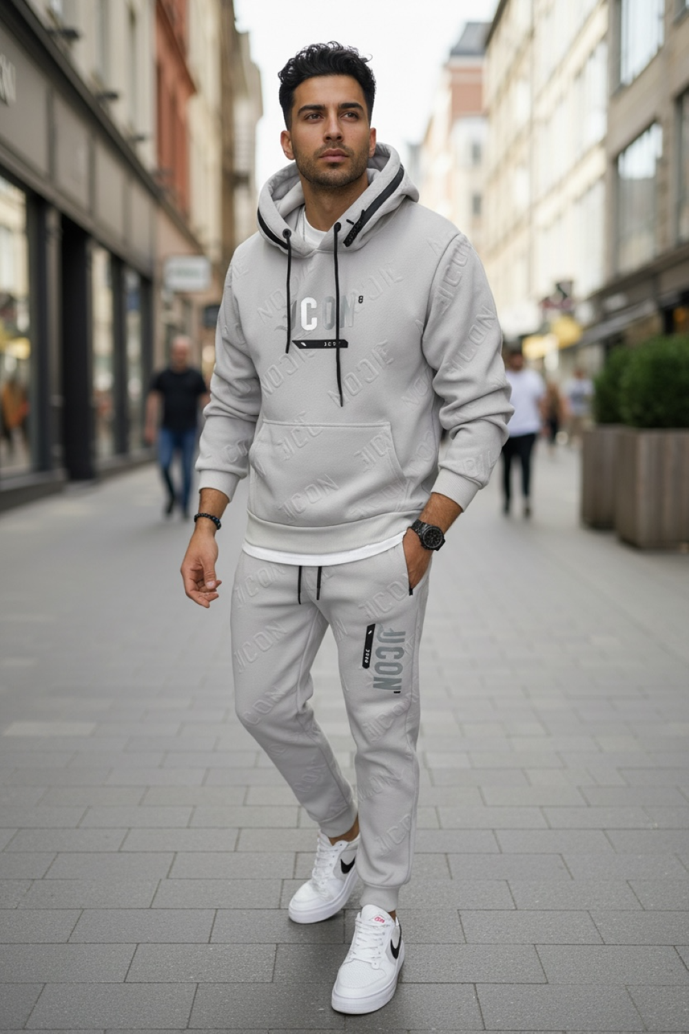 Trening Barbati Slim Fit Gri cu Elasticitate