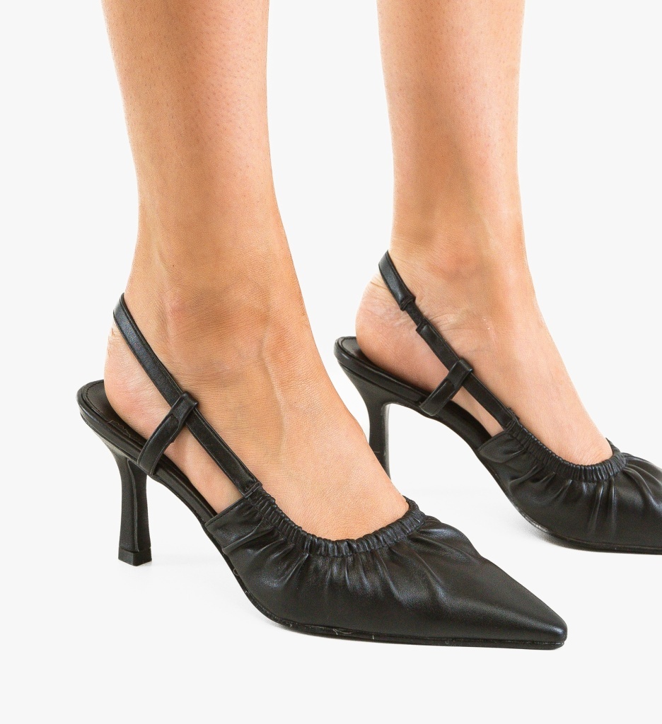 Pantofi dama Kuky negri eleganți cu toc - imagine 2