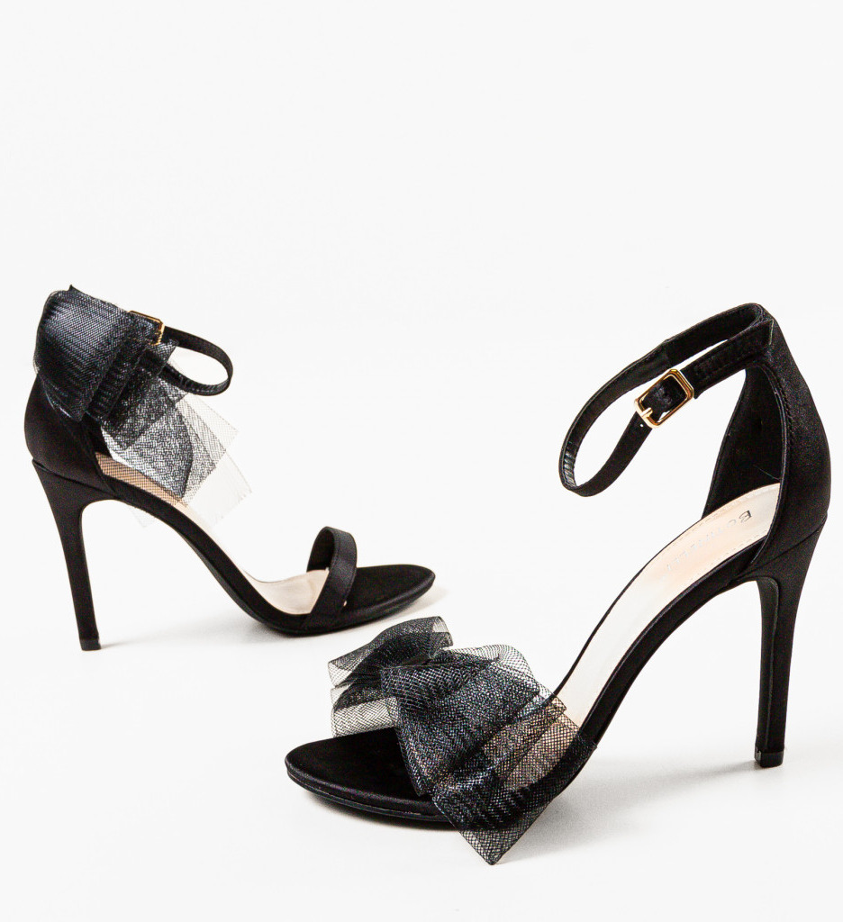 Sandale Dama Roxom Negre cu Toc Stilat - imagine 5