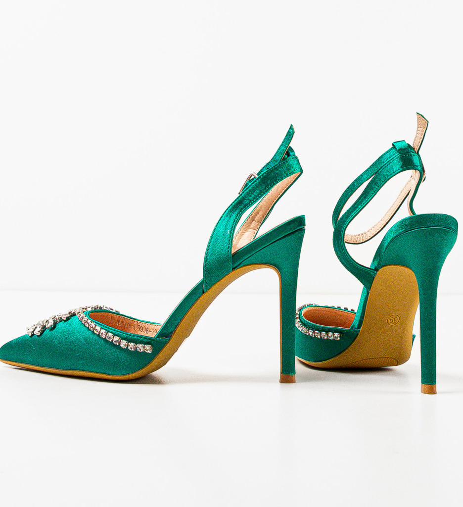Pantofi Dama Kaitlyn Verzi cu Toc Eleganți - imagine 8