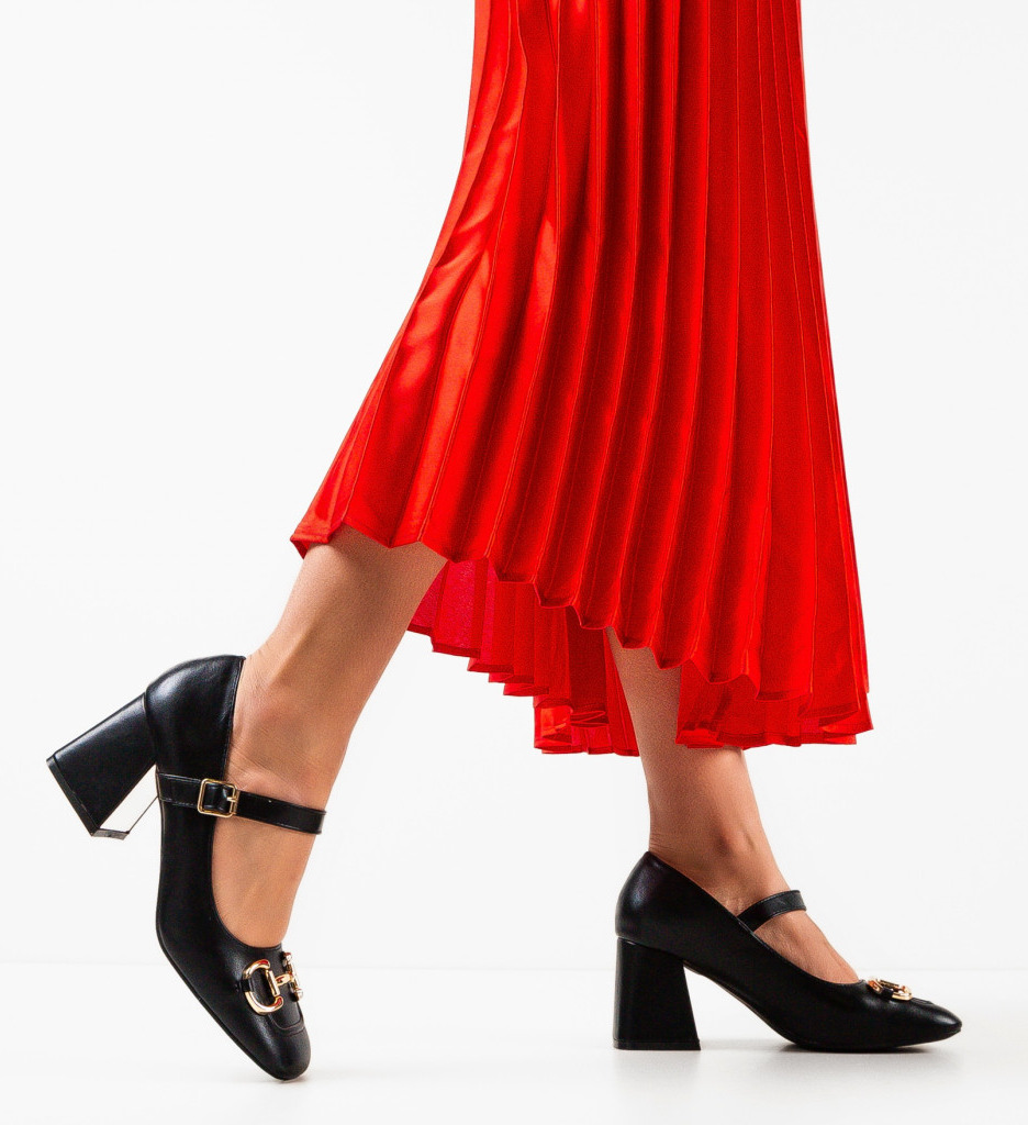 Pantofi Archie Negri Eleganți cu Toc - imagine 3