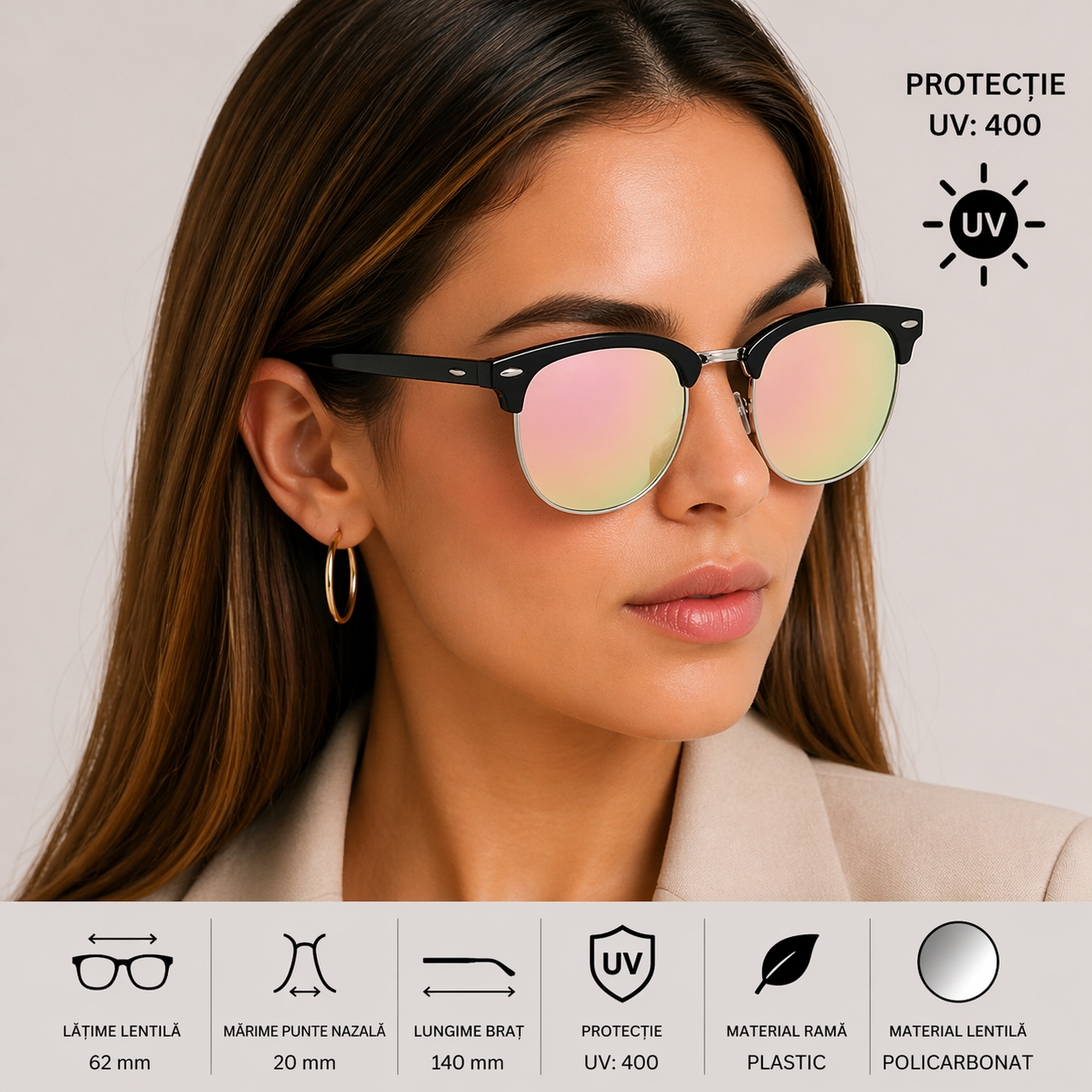 Ochelari de Soare Picadili Negru/Cameleon UV400 - imagine 2