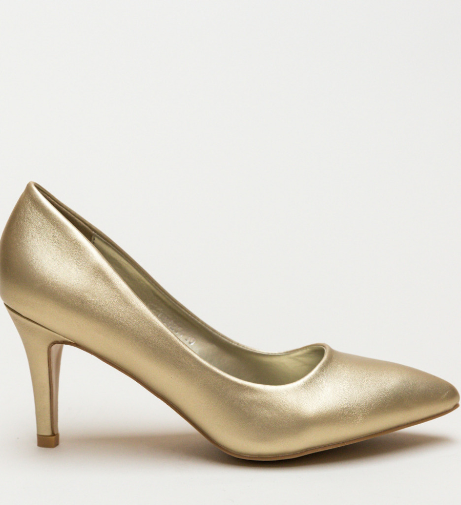 Pantofi Cheloo Aurii cu Toc | Eleganță Asigurată - imagine 4