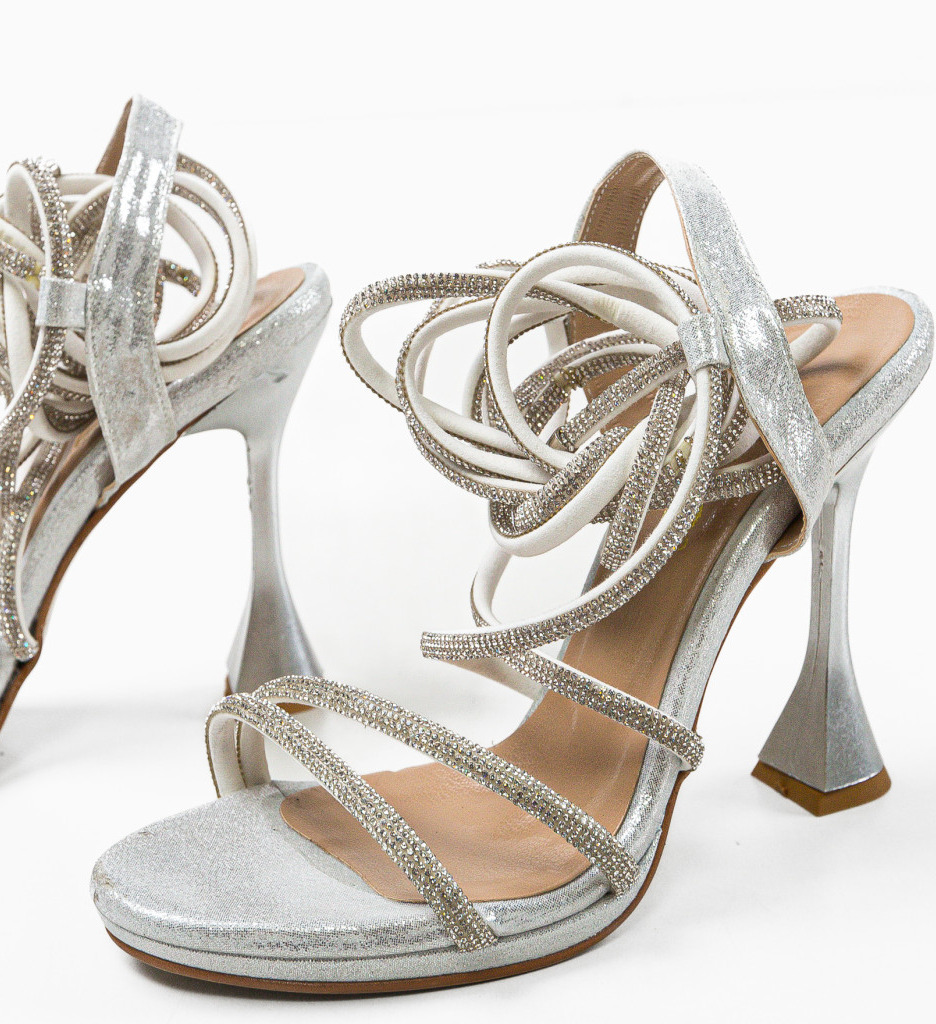 Sandale Toc Argintii Geamelya | Elegante - imagine 7