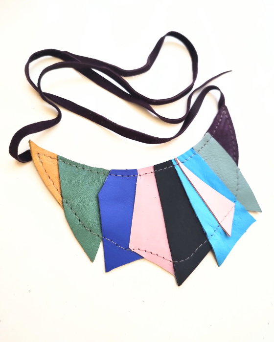 Colier Piele Naturală Multicolor Unicat Shopika