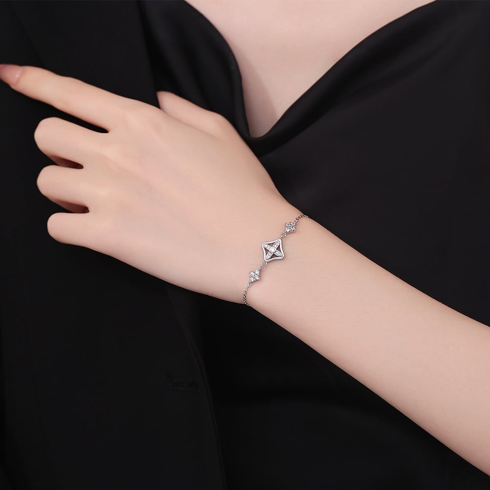 Brățară Argint Delis | Model Floare cu Rodiu - imagine 2