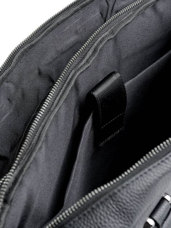 Servieta barbati din piele naturala neagra 29x40x9 cm - imagine 3