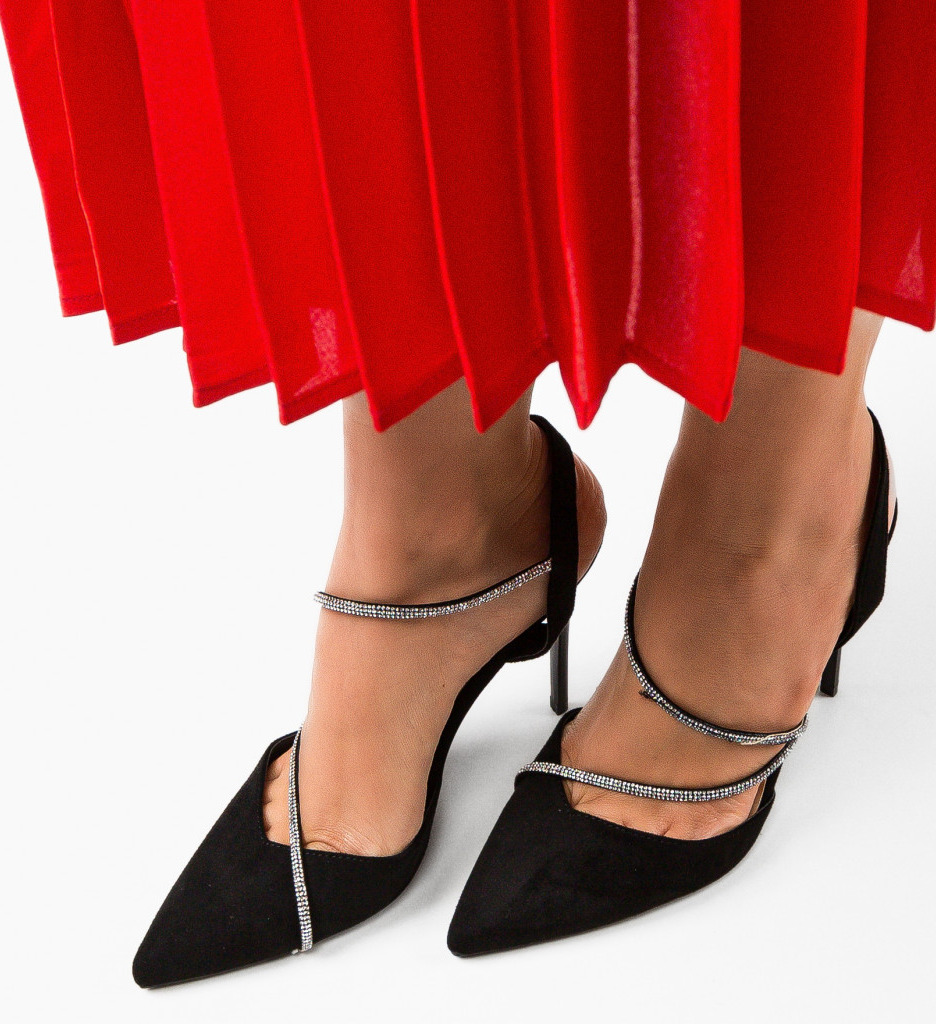 Pantofi cu toc Tuay negri eleganți - imagine 2
