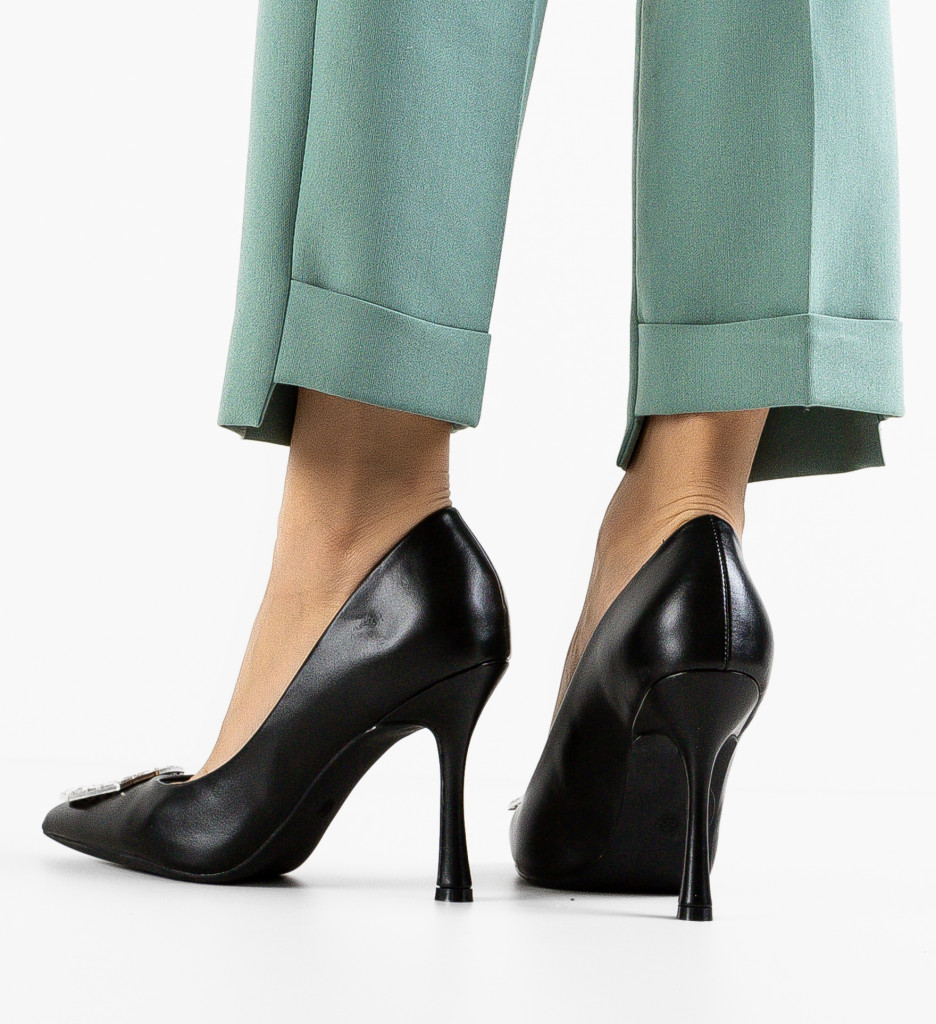 Pantofi Dama Aliss Negri cu Toc - Eleganță - imagine 3