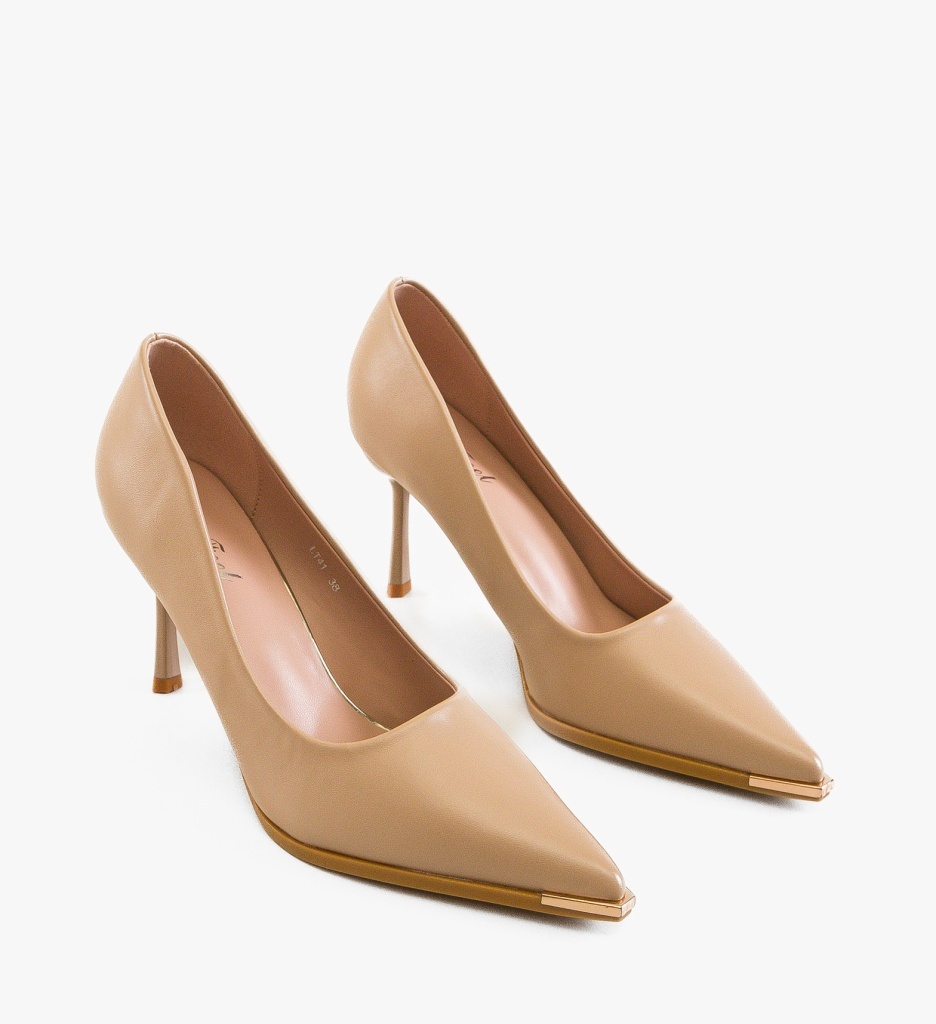 Pantofi dama Bilma Bej eleganți cu toc