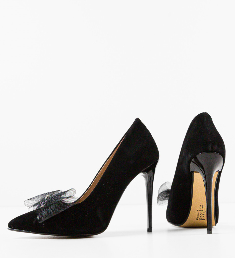 Pantofi dama Winere Negri cu toc elegant - imagine 8
