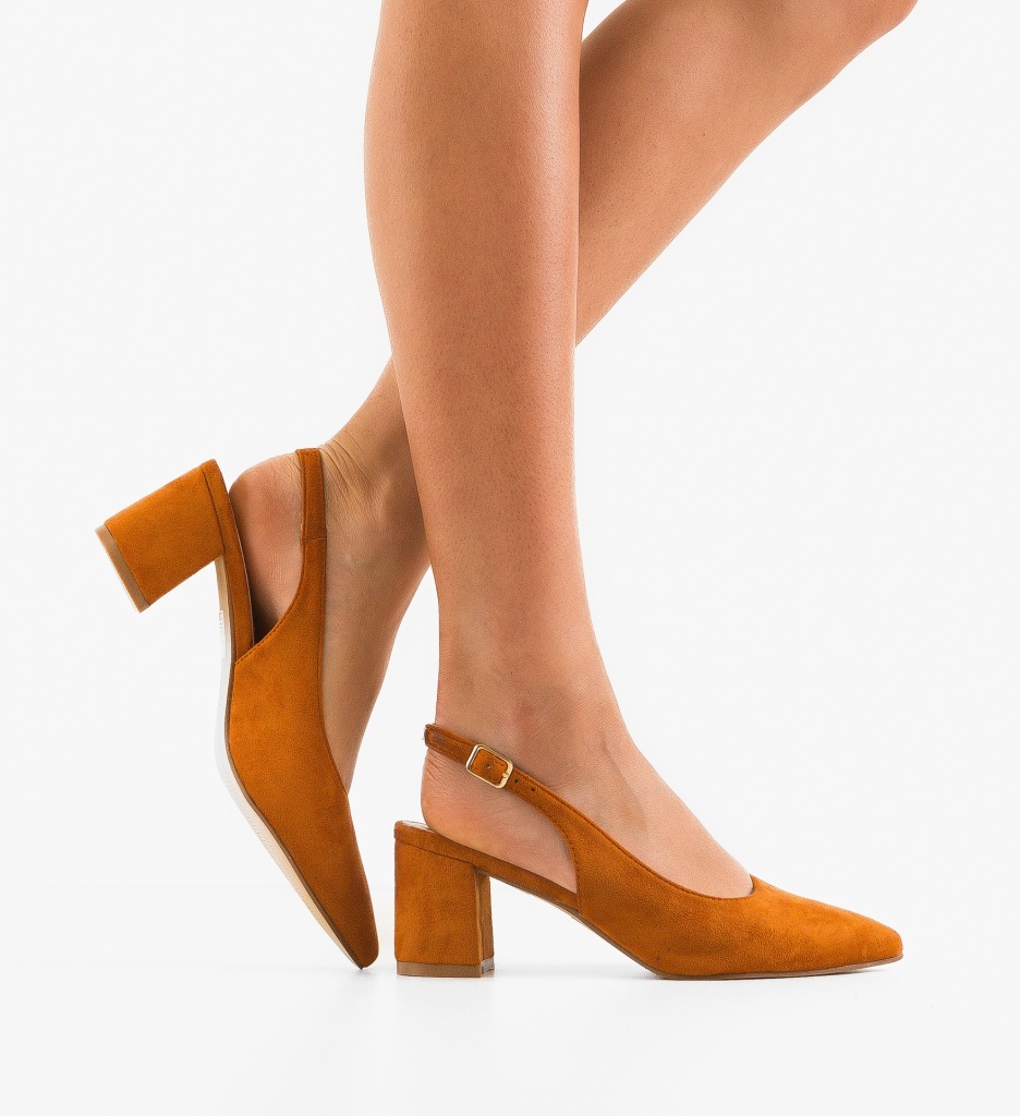 Pantofi Gally Camel cu toc elegant - imagine 3