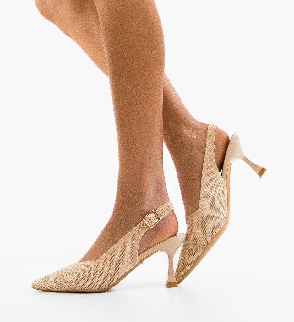 Pantofi Dama Aadam Nude cu Toc Eleganți - imagine 3