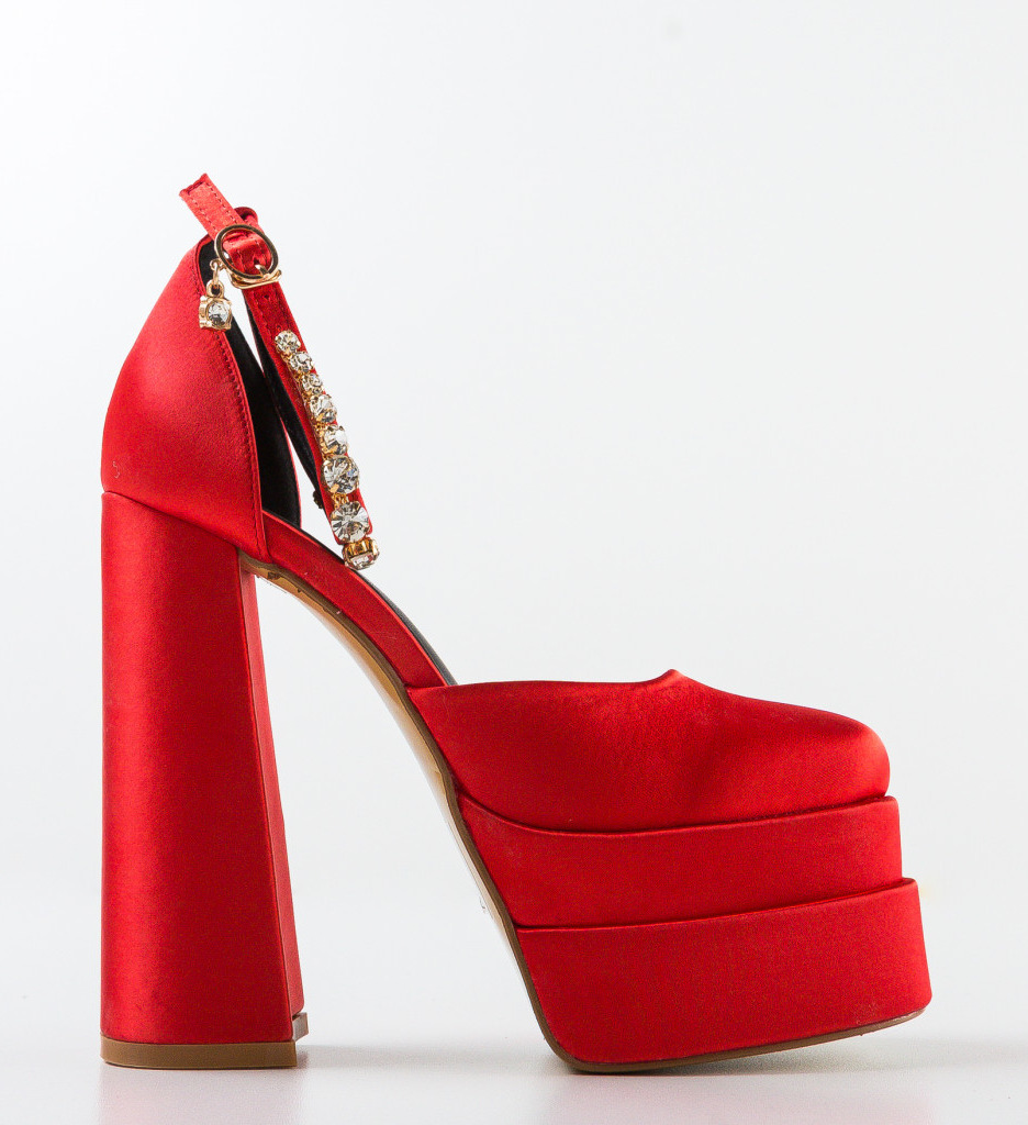 Pantofi Dama Iman Rosii cu Toc Eleganți - imagine 5