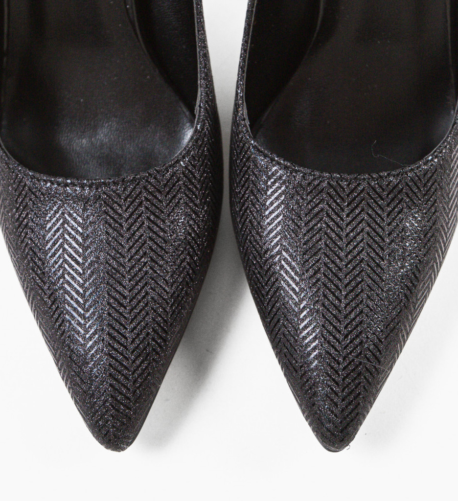 Pantofi Traci Negri eleganți cu toc înalt - imagine 8