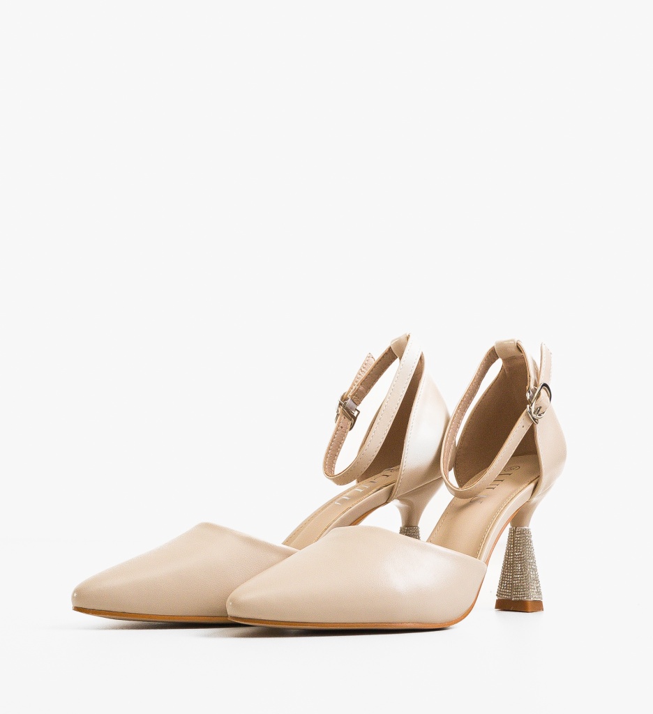 Pantofi Nencia Bej cu Toc - Eleganță și Stil - imagine 3