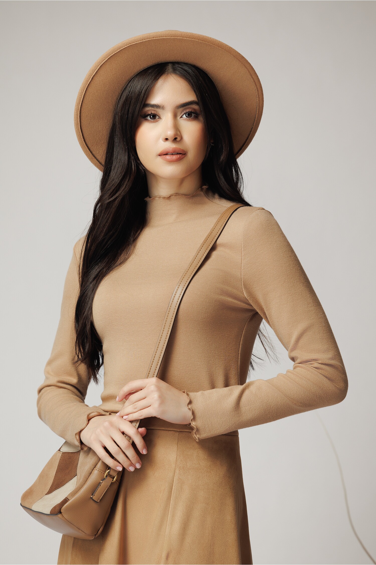 Bluză Viscosă Camel Elegantă Casual